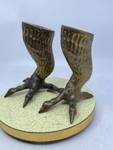 (2) MCM Brass Clawed Eagle Chicken Foot Talon Figural Candlestick Candle... - £233.53 GBP