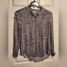 Lucky Brand size small full button down paisley blouse - £11.76 GBP
