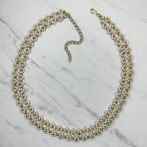 Faux Pearl Beaded Gold Tone Metal Chain Link Belt Size Small S  - $19.79