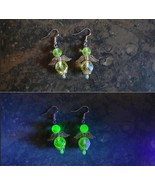 Czech Uranium glass angel earrings vaseline glass beads vintage style #2... - $409.89 MXN