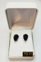 Sterling Silver Plated Pear Drop Genuine Amethyst Stud Back Earrings 6 CTW NEW - £28.39 GBP