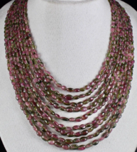 Natural Bi Colors Multi Tourmaline Beads Cabochon 728 Cts Gemstone Necklace - £1,571.93 GBP