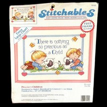 Vtg 1992 Dimensions Stitchables Precious Children Dogs Puppies Cross Stitch Kit - £6.73 GBP
