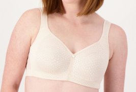 Breezies Wirefree Diamond Shimmer Unlined Support Bra- Champagne, 34DD - £18.20 GBP