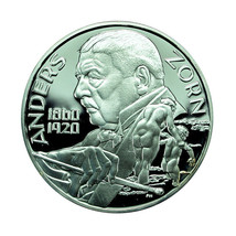 Sweden Coin 20 Euro 1998 Silver Painter Anders Zorn 36mm Commemorative 0... - $107.99