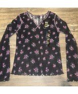 Girls&#39; Notch Long Sleeve T-Shirt - art class Black Floral Large. NWT. 3 - £7.78 GBP