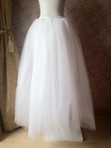 Fluffy White Tulle Maxi Skirt Women Plus Size Tutu Skirt Petticoat for Wedding image 5