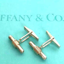 Tiffany &amp; Co Silver &amp; Gold Bar Cuff Links &amp; Pouch Vintage - $403.75
