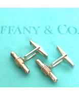 Tiffany &amp; Co Silver &amp; Gold Bar Cuff Links &amp; Pouch Vintage - $7,347.31 MXN