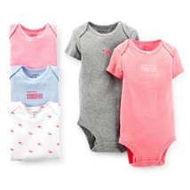 Girl Carter&#39;s 5pack Multipack Bodysuit pink gray blue dot stripe 24 M Mo... - £9.42 GBP