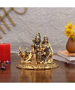  Handcrafted Shiva Parvati Ganesh Idol Shiv Parivar Murti Statue Sculptu... - £35.95 GBP