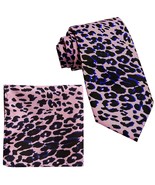 Vesuvio Napoli in Italy Men&#39;s Neck Tie W Handkerchief Pink Leopard Print... - $17.94 CAD