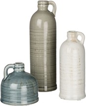 Sullivans Modern Farmhouse Small Decorative Crackled Ceramic Jug Vase Set Of 3; - £32.91 GBP