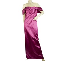 Enrico Coveri Fuchsia 100% Silk Off Shoulders Maxi Evening Gown Dress si... - $891.00