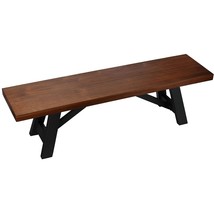 Cortesi Home Marli Dining Bench with Black Steel Trestle Frame, Brown, CH-DB9057 - £352.63 GBP