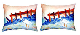 Pair of Betsy Drake Great White Heron No Cord Pillows 16 Inch X 20 Inch - £62.29 GBP