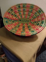 Green Pink Woven Basket - $19.16 CAD