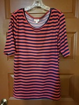 Woman’s Size 3XL LulaRoe Gigi Shirt  Red/Blue Stripe - £9.34 GBP