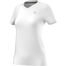 Adidas Women Performance Ultimate Short Sleeve V-Neck TShirt, Matte Silver/White - £23.15 GBP