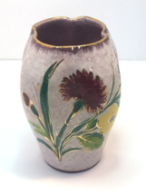 Italy Mid Century Sesto Fiorentino Majolica Pottery Flower Vase Gold Tri... - £19.41 GBP