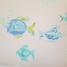 Vintage Wallpaper Sample Sheet Blue Fish Coronet CO576 Craft Supply Doll... - £7.92 GBP