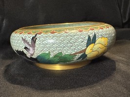 Beautiful Unmarked Vintage Chinese Cloisonné Bowl - Floral Bird/Butterfl... - £26.05 GBP