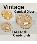 Vintage Marigold Carnival Glass Clover Leaf Candy Dish Set Of 2 - £10.98 GBP