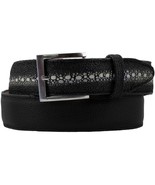 Black Western Cowboy Leather Belt Stingray Row Stone Print Overlay Silve... - €26,05 EUR
