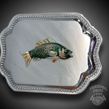 Vintage Bass Fish Fishing Mirror-Like Finish Embossed 3D Belt Buckle Silver - £31.62 GBP
