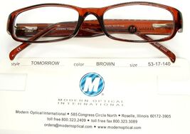 NEW MODERN OPTICAL TOMORROW BROWN EYEGLASSES GLASSES PLASTIC FRAME 53-17-140mm - $28.21