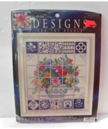 Counted Cross Stitch Kit Florentine Tiles Blue Tile Flower Bouquet Vase ... - $39.59