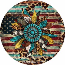 Turquoise Concho Sunflower Novelty Circle Coaster Set of 4 - £15.94 GBP