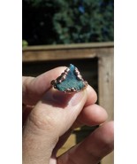 Blue apatite ring /  Electroformed copper / Raw blue apatite - $752.00 MXN