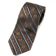 Michael Kors Men&#39;s Textured Silk Tie Diagonal Stripe Floral Pattern Brown - £11.16 GBP