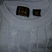 JOS. A. BANKS MEN'S LS LT. BLUE CABLE CREW-NECK SWEATER-L-100% COTTON-NW... - $22.00