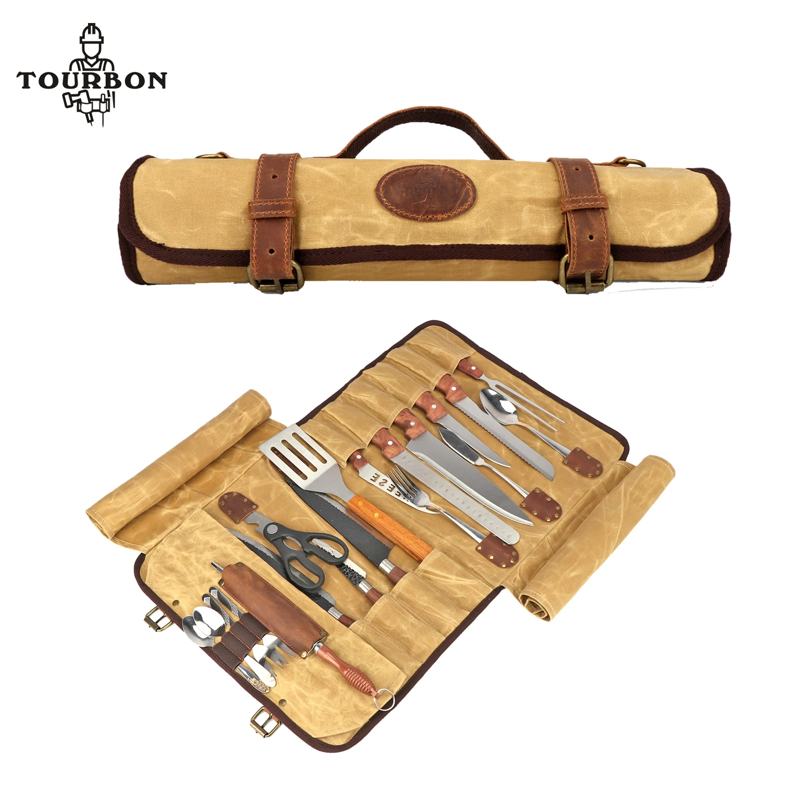 Tourbon Folding Tool Roll Heavy Duty  Roll Storage Bag (12 Slots) Canvas... - £89.61 GBP