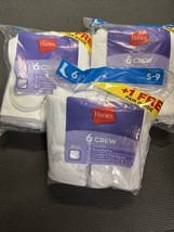 (6) Hanes Women&#39;s Crew Cushioned Heel &amp; Toe Socks 5-9 Breathable 6oz +1 ... - $44.00