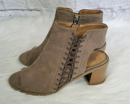 Dress Barn Ankle Bootie 10M Gray Wedge Soft Suede Feel Heel Open Toe Sid... - £15.39 GBP