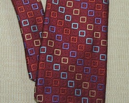 XMI Platinum USA Neck Tie/Necktie Silk RED multicolor geometric 58&quot;x3.25... - $18.36 CAD