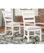 Valebeck Dining Side Chair - Beige &amp; White Linen (Set of 2) - £125.18 GBP