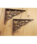 2 Antique Style Shelf Brace Wall Bracket Cast Iron Brackets Vine Garden ... - $441.38 MXN
