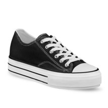 Andrea women&#39;s canvas sneakers platform in Black - $48.00