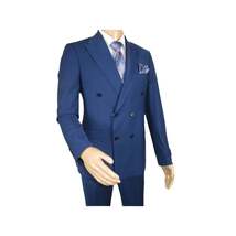 Men Suit BERLUSCONI Turkey 100% Italian Wool 180's Double Breasted #Ber22 Blue image 7