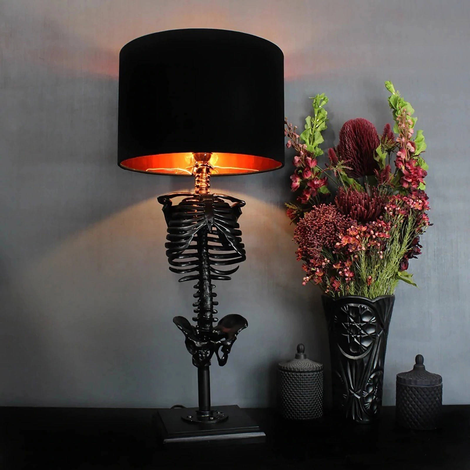 Skull Table Lamp Skeleton Horror 3D Statue Creative Party Ornament Prop - £36.67 GBP