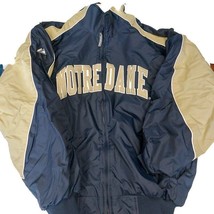 Majestic NCAA Notre Dame Fighting Irish Full Zip Jacket Mens L Coat Blue Gold - £51.01 GBP