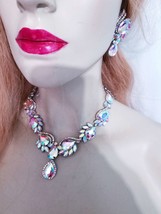 AB Rhinestone Necklace - Vibrant Crystal Necklace Set for Wedding, Prom ... - £50.34 GBP