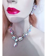 AB Rhinestone Necklace - Vibrant Crystal Necklace Set for Wedding, Prom ... - £49.41 GBP