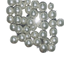 Dazzling Faux Pearl Chunky Bib Necklace Random Drop Ribbon Silver 3 Strand GUC - £11.88 GBP