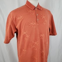 Tommy Bahama Golf 18 Polo Shirt Medium Cotton Knit Burnt Orange Palm Tre... - $14.99