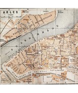 Map Arles Southern France Rare 1914 Lithograph WW1 Street Mini Sheet DWA... - $39.99